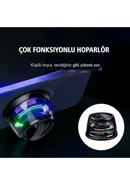 G200 Cepini Mıknatıslı Bluetooth Speaker Telefon Standı 5W Mini Rgb