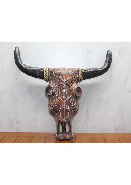 Ahşap Duvara Asmalı Bufalo Kafası