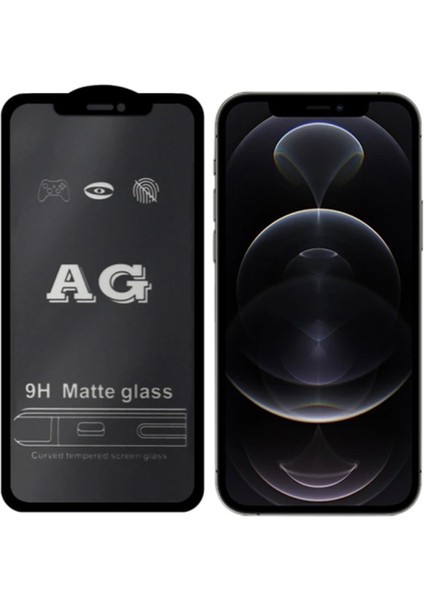 Ally iPhone 12 -12 Pro 6.1inç Full Glue Matte Tempered Cam Ekran KORUYUCU-(5775) - A555H470-M6955