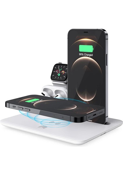 Ally 4 In1 15W Kablosuz Hızlı Şarj Standı Iphone+Iwatch+Airpods Pro Wireless-( - A730H175-M59