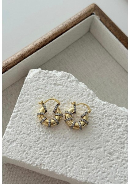 ✨ Gold Çelik Taş Detaylı Halka Küpe ✨ fiyatları