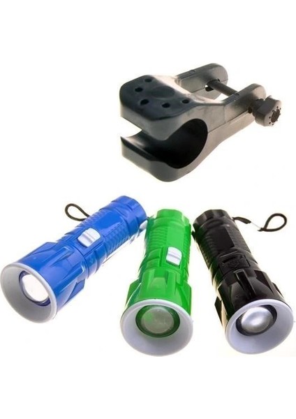 Buffer® Pilli Zoomlu Ledli Bisiklet Ön Farı El Feneri Aydınlatma Lambası