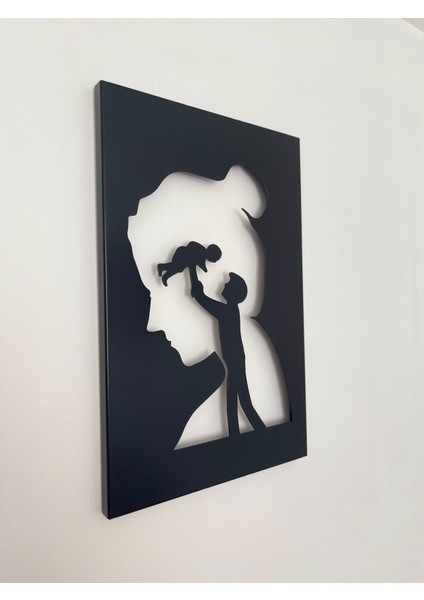 Anne Silueti Içinde Baba ve Çocuk Temalı Metal Tablo | Anlamlı Duvar Dekoru fiyatları