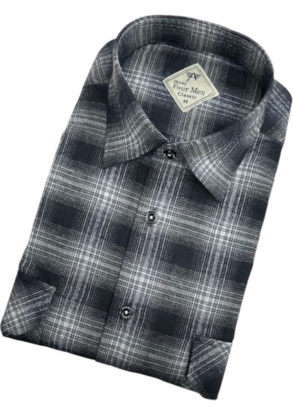 Klasik Geniş Kesim Ekoseli Flanel Çift Cepli Uzun Kollu Erkek Gömlek fiyatları