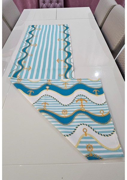 Çizgili Çapa Desenli Çift Yönlü Runner