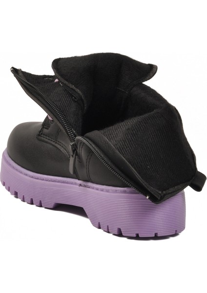 Siyah-Mor Fermuarlı Içi Polarlı Çocuk Bot Dale 05 F fırsatları