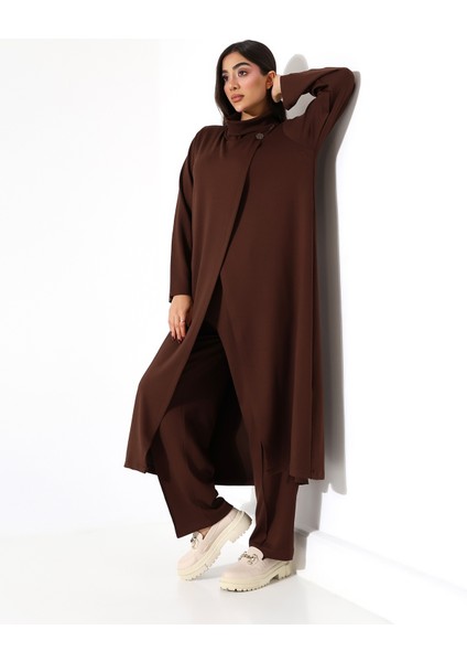 Kadın Yumuşak Modal Asimetrik Boğazlı Büyük Beden Takım