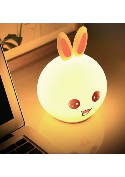 Sevimli Tavşan Silikon LED Gece Lambası – Dokunmatik, USB Şarjlı, Renk Değiştiren Yumuşak Işıklı Lamba fiyatları