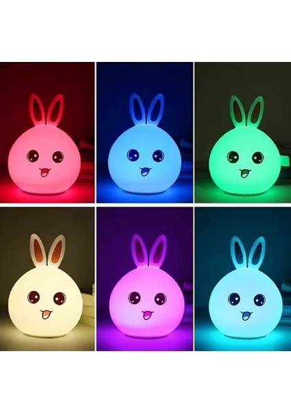Sevimli Tavşan Silikon LED Gece Lambası – Dokunmatik, USB Şarjlı, Renk Değiştiren Yumuşak Işıklı Lamba modelleri