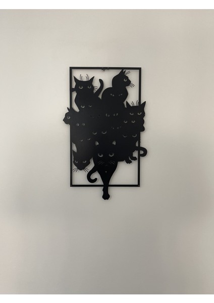 Sevimli Kediler Figürlü Metal Tablo | Eğlenceli Duvar Dekoru fiyatları