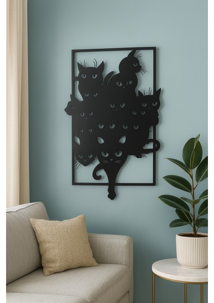 Sevimli Kediler Figürlü Metal Tablo | Eğlenceli Duvar Dekoru modelleri