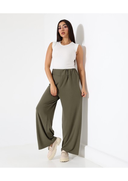 Kadın Beli Lastikli Yün Viskon Büyük Beden Pantolon modelleri