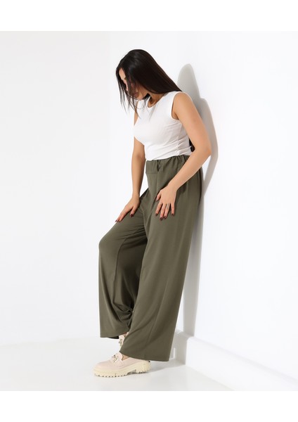 Kadın Beli Lastikli Yün Viskon Büyük Beden Pantolon fırsatları