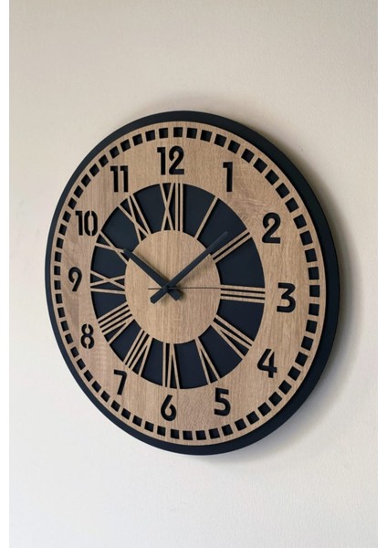 Modern Ahşap Duvar Saati Sağlam **çok Şık** ve Birarada..no:62