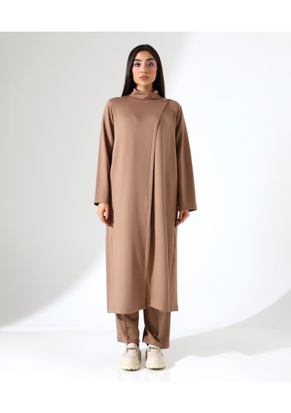 Kadın Yumuşak Modal Asimetrik Boğazlı Büyük Beden Takım