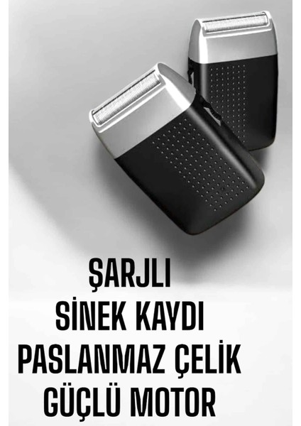 Tıraş Makinesi Sinek Kaydı Paslanmaz Çelik Taşınabilir Şarjlı