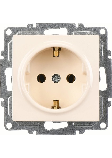 Visage Krem Topraklı Priz Çerçevesiz - Priz ve Anahtar Için Uyumlu Çerçeve