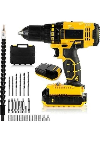 Matkap Seti 24 Parça Çift Bataryalı Darbeli LED Işıklı Vidalama fırsatları