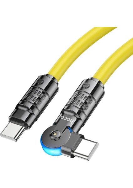 Hoco U118 Döner Başlıklı Type-C To Type-C 60W Hızlı Şarj ve Veri KABLOSU-(577 - A861H866-M90