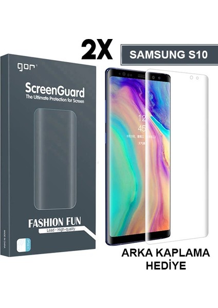 Gor Sm Galaxy S10 3D Kavisli Darbe Emici Full Ekran Koruyucu 2 Adet SET-(5775) - A568H039-M75568