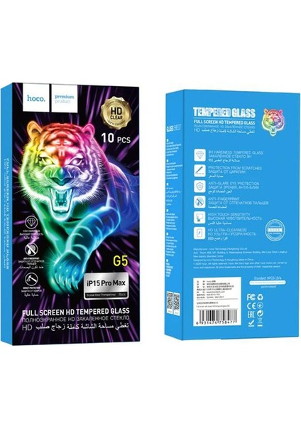 Hoco iPhone 15 Pro Max Full Hd Tempered Kırılmaz Cam Ekran Koruyucu 10 Adet Set-(5 - A606H785-M25 indirimleri