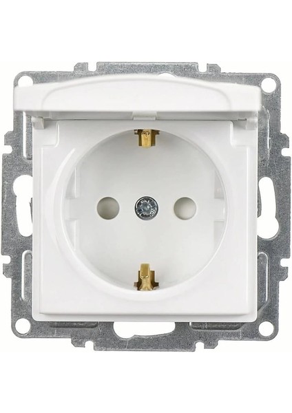Visage Beyaz Topraklı Kapaklı Priz Çocuk Korumalı Çerçevesiz - Priz ve Anahtar Için Uyumlu Çerçeve