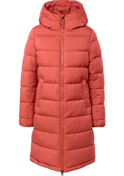 Kadın Kapitone Mont, Kapüşonlu, Turuncu