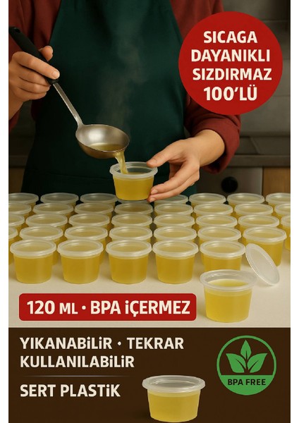 100’LÜ SET-120 ml Kendinden Kapaklı Şeffaf Sosluk – Sızdırmaz, Sıcağa Dayanıklı, Tekrar Kullanılabilir