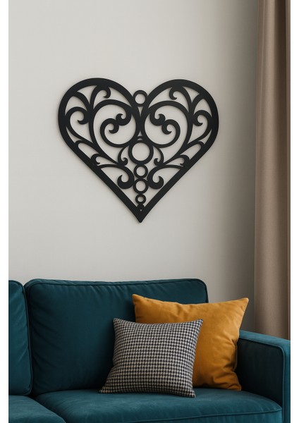 Desenli Kalp Figürlü Metal Tablo Iı | Romantik Duvar Dekoru