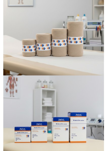 BagiLenf Kompresyon Bandajı | 5m | Gergin | Kısa Germeli Bandaj | %100 Pamuk