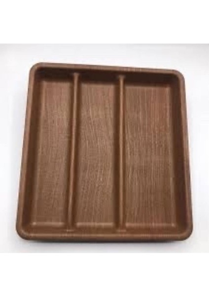 3 Bölmeli Kaşıklık, 33X33 cm Ahşap Görünümlü Kaşıklık