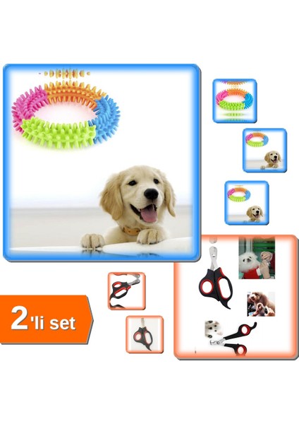 Köpek Diş Temizleyici Oyuncak + Evcil Hayvan Tırnak Makası 2'li Set J7K8L9