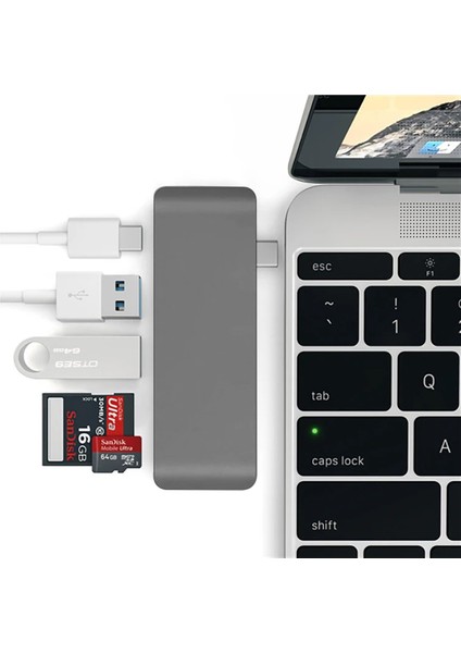 Ally 5 In1 Usb-C Hub 3.0 Type-C Şarj Kart Reader Type-C Bütün Cihazlar Için-(5 - A496H771-M79