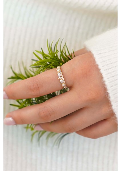 Çiçek & Inci Gold Yüzük Seti – Ayarlanabilir Kadın Yüzük fırsatları