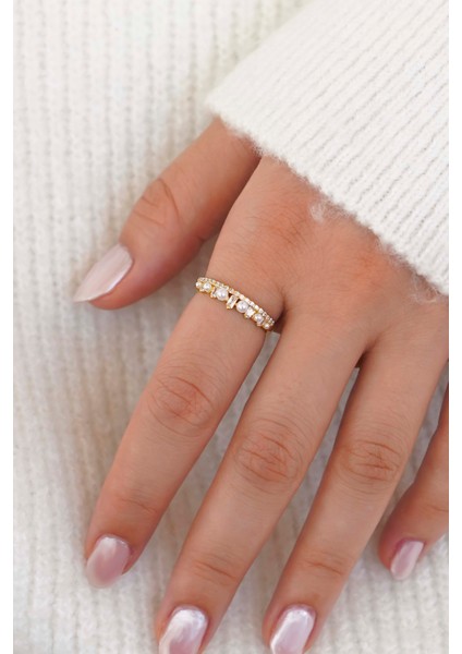 Çiçek & Inci Gold Yüzük Seti – Ayarlanabilir Kadın Yüzük indirimleri