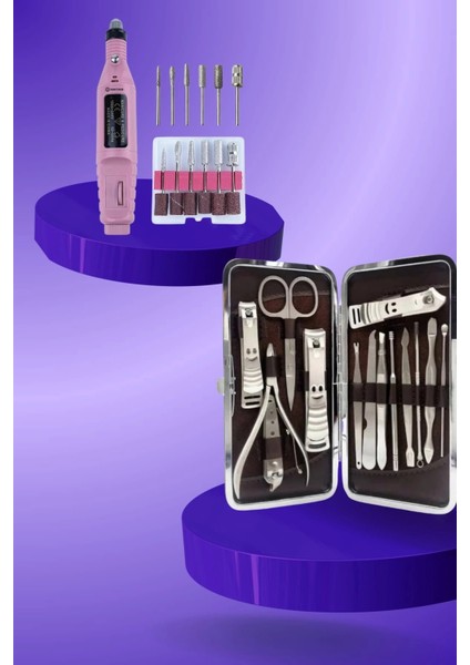 Elektrikli Manikür Pedikür Seti Ikili Set 12 Parça Tırnak Bakımı Törpü Protez Çıkarma indirimleri