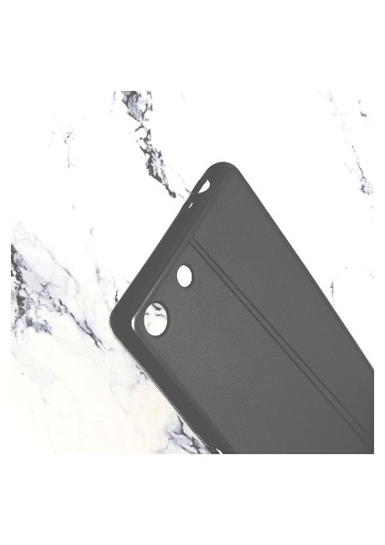 ESLIFETECH26AKSESUAR Sony Xperia M5 Uyumlu Ultra Yumuşak Deri Görünümlü Silikon Kılıf-Siyah