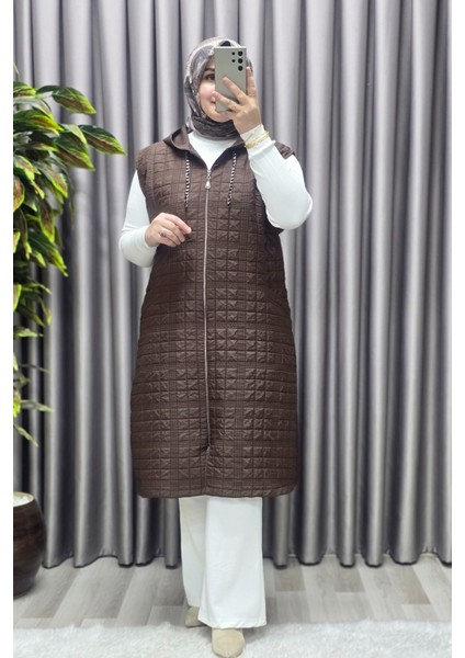 Kadın Giyim Büyük Beden 4031 Kapıtone Dik Cep Yelek