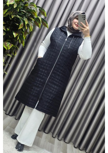 Kadın Giyim Büyük Beden 4031 Kapıtone Dik Cep Yelek indirimleri