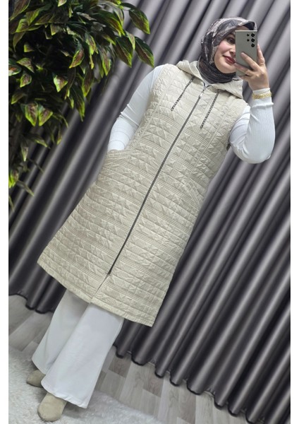 Kadın Giyim Büyük Beden 4031 Kapıtone Dik Cep Yelek