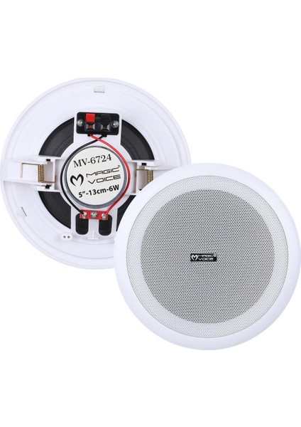 MV-6724 13 cm 6 Watt 8 Ohm 5" Beyaz Trafosuz Alçıpan Hoparlör