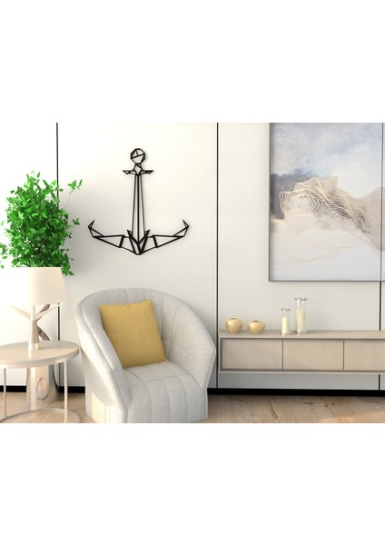 Geometrik Çapa Figürlü Metal Tablo | Modern Duvar Dekoru