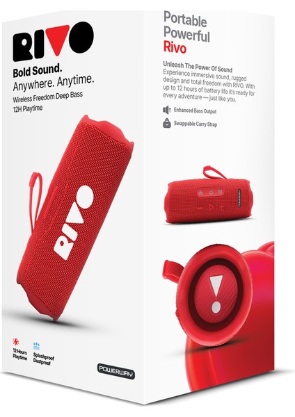 Rivo Siyah Taşınabilir Bluetooth Kablosuz Hoparlör 12 Saat Oynatma Çoklu Bağlantı indirimleri