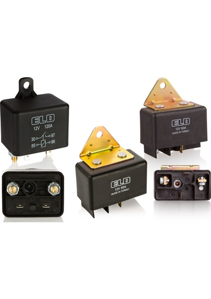 Güç Rölesi Büyük Kasa- 12V 80A - Toz Korumalı- Elo