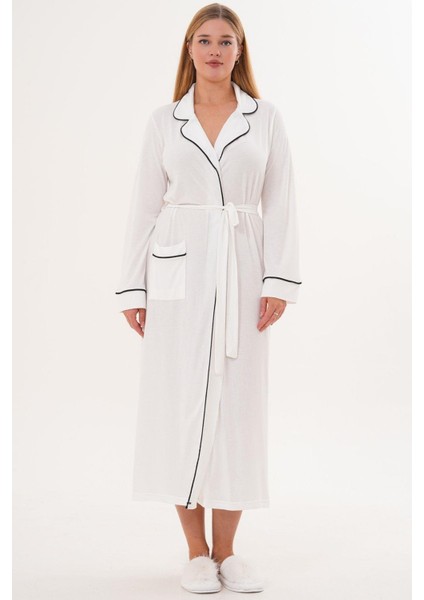 Mecit 6309 Ekru Kadın Uzun Sabahlık
