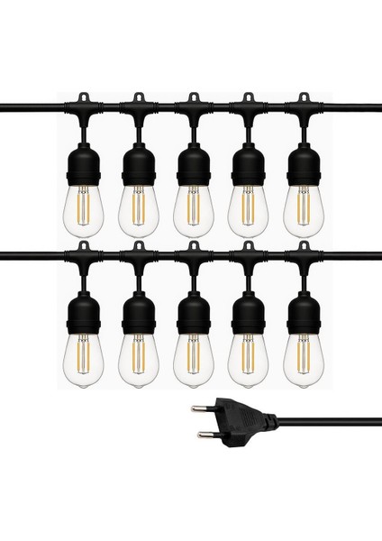 KB00002 10'lu E27 Duy Sıralı 10 Metre Lamba Kablosu (10 Adet Duy Içerir)