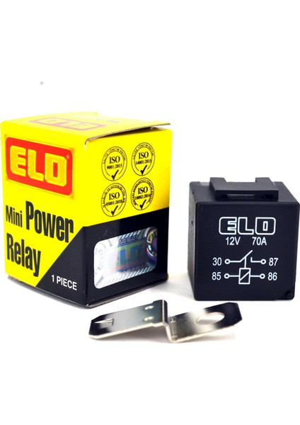 Yüksek Amperli Röle 12V 70A 4 Fişli Mini Güç Rölesi Elo 720170102