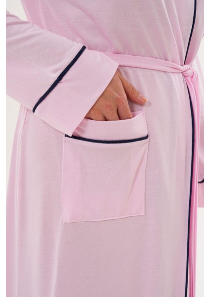 Mecit 6335 Pembe Kadın Sabahlık Gecelik Pijama 4'lü Set