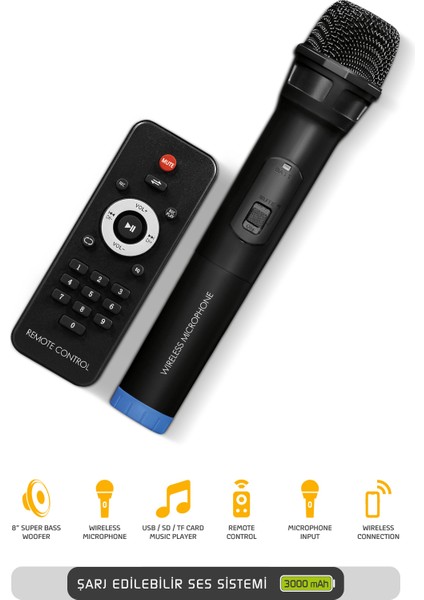 MT50 Şarjlı Mikrofonlu Hoparlör Karaoke Sistemi Taşınabilir Amfi Büyük Bluetooth Hoparlör fırsatları