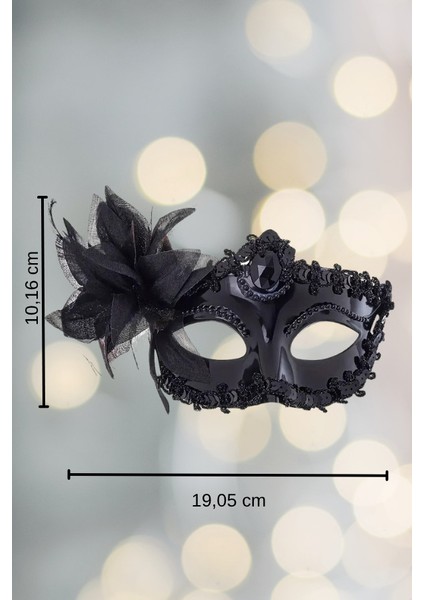 Çiçek Figürlü Siyah Şık Venedik Maskesi fiyatları